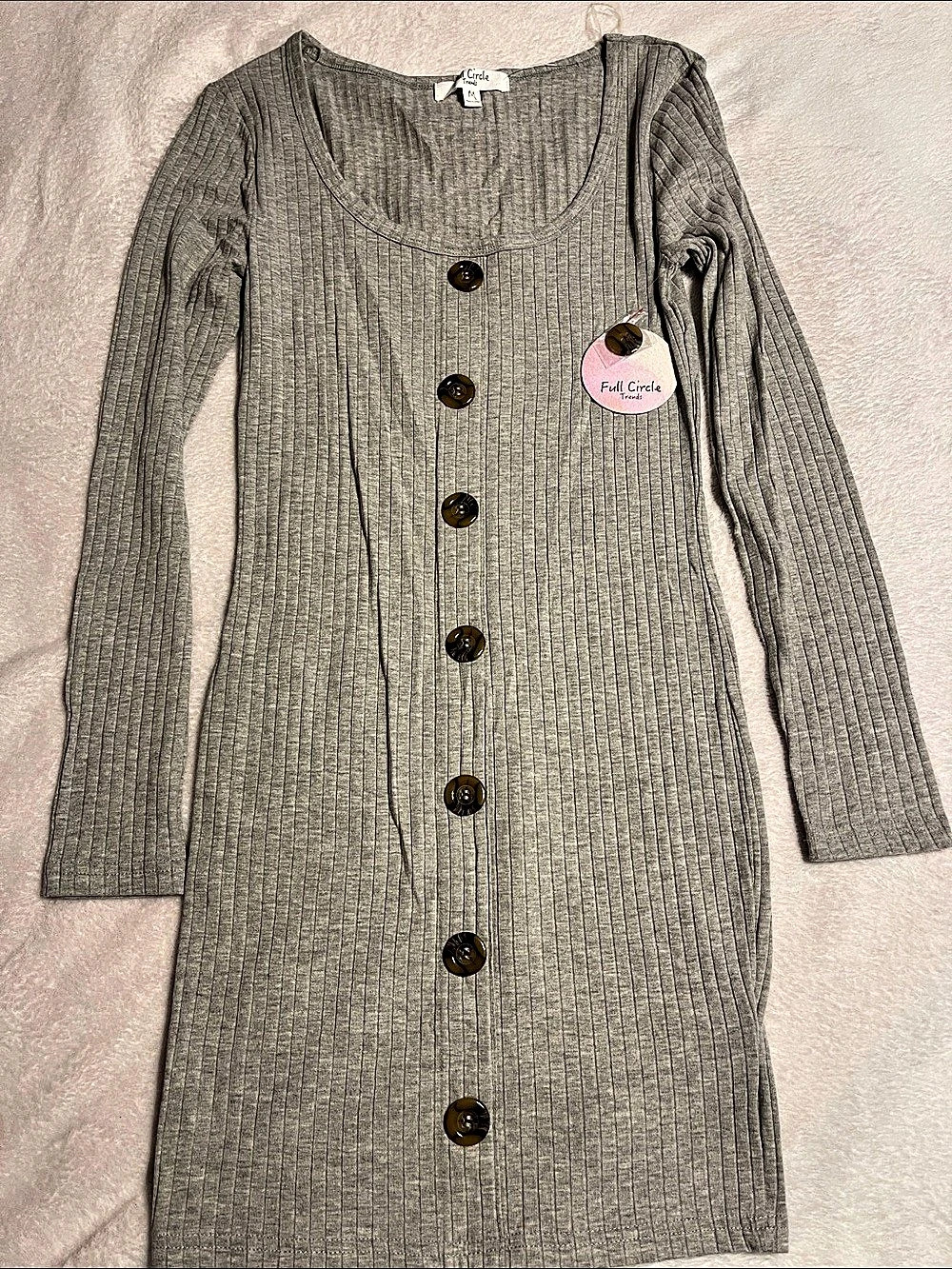 Full Circle Trends Ribbed Midi Dress in Gray Size Medium NWT